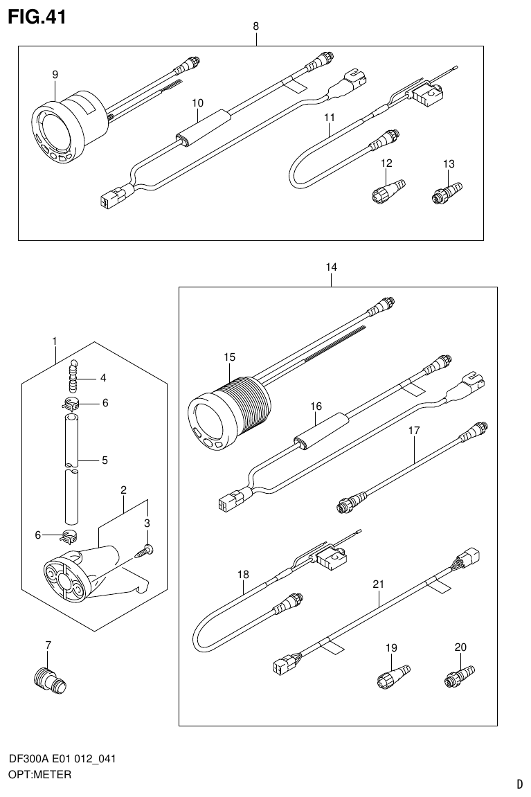Suzuki DF300AP OPT:METER parts diagram